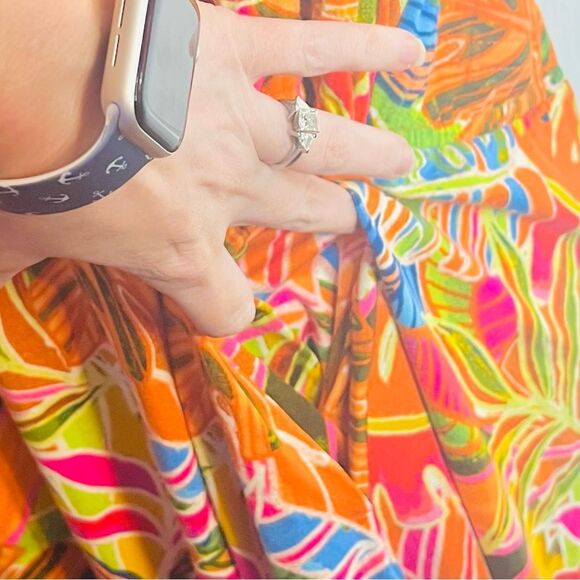 C&C California Floral Tropical Jersey Dress Short Sleeve Orange Plus Size 1X NWT - Picture 6 of 11